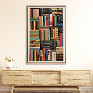 Framed Canvas Wall Art Print Abstract Retro Old Books Art Print Vintage Art Dark Academia Wall Decor