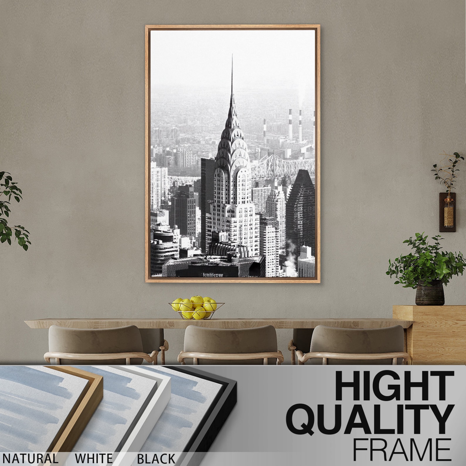 Framed Canvas Wall Art Set of 3 Black and White New York City ...