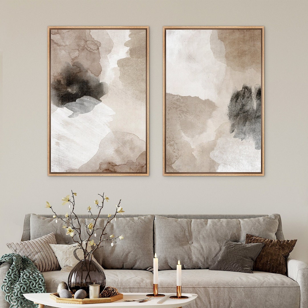 Framed Canvas Wall Art Print Set of 2 Abstract Beige Brown Art Print  Neutral Minimalist Modern Wall Art Living Room Decor - Etsy, image size:1080x1080