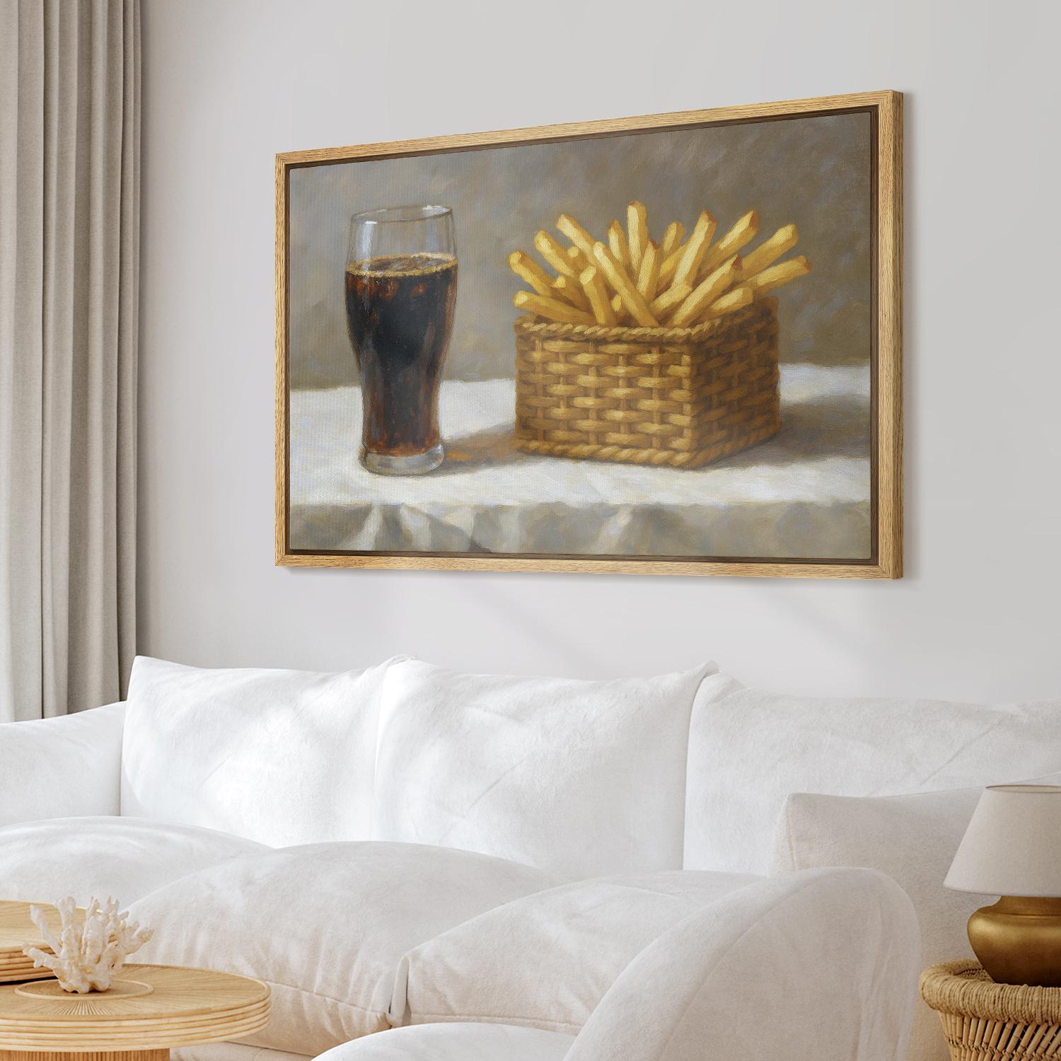 Framed French Fries & Cola Still Life Wall Art, Vintage Food Oil ...