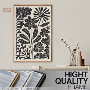 Lienzo enmarcado, conjunto de arte de pared, estampados botánicos florales abstractos, arte moderno minimalista, decoración de pared Boho imagen 9