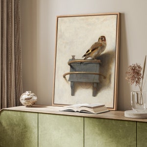 Framed Canvas The Goldfinch Wall Art | Vintage Art Print | Antique Wall Decor | Carel Fabritius Painting Print | Wall Decor