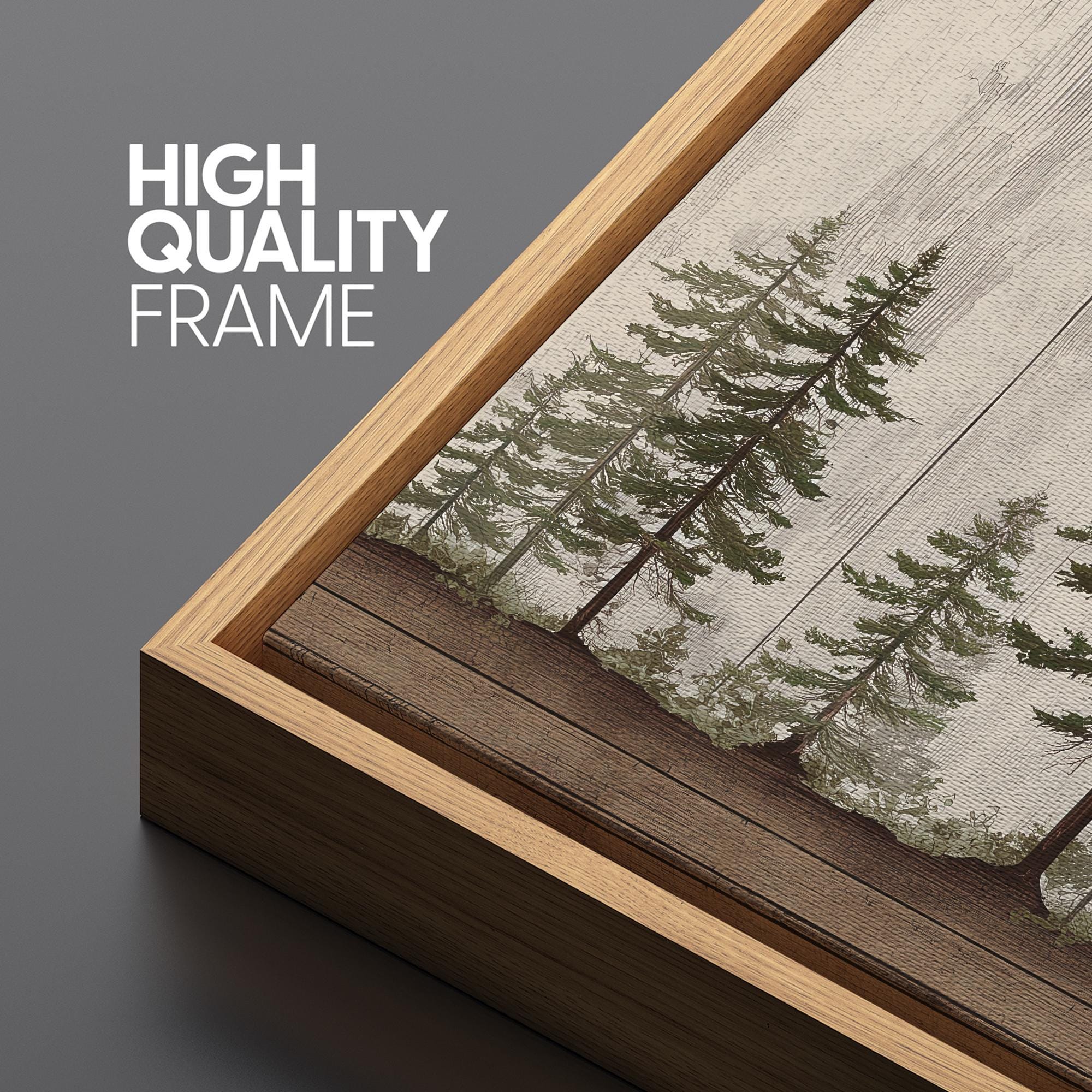 Large Framed Pine Tree Forest Wall Art, Woodland Landscape Canvas Print ...