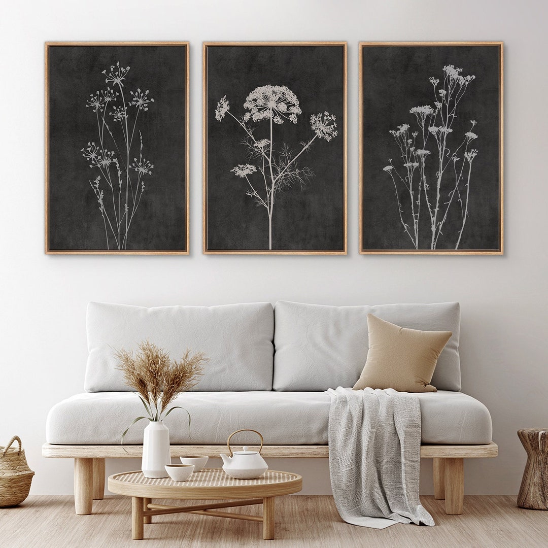 Framed Canvas Wall Art Set Wildflower Floral Botanical Prints ...