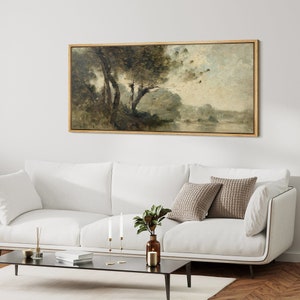 Large Wall Art, Panoramic Wall Art, Framed Canvas Print, Wide Wall Art, Forest Landscape Art Printed, Trendy Wall Art