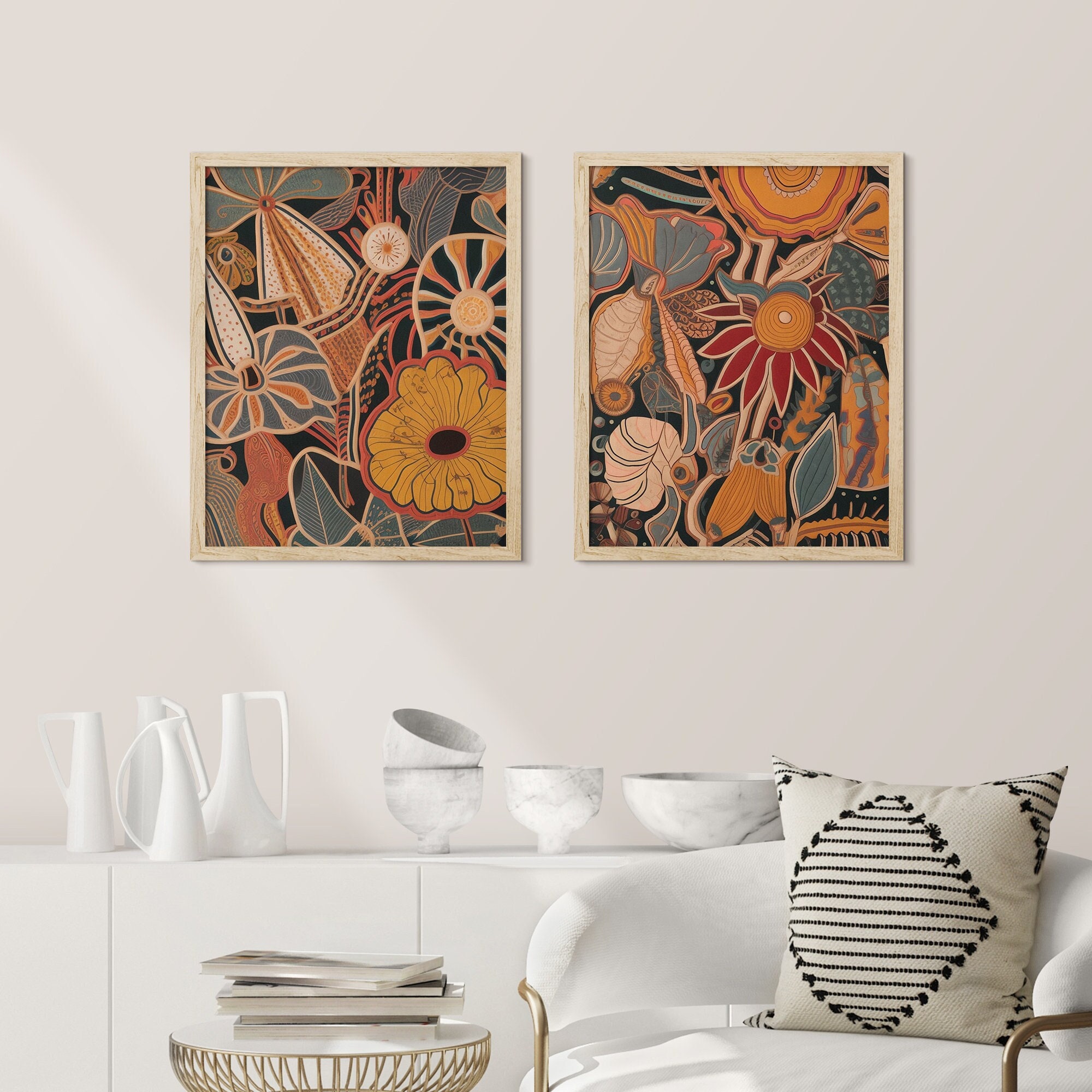 Framed Gallery Wall Art Prints Set of 2 Botanical Floral