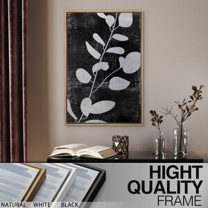 Framed Canvas Wall Art Set of 3 Black and White Abstract Leaf Botanical ...