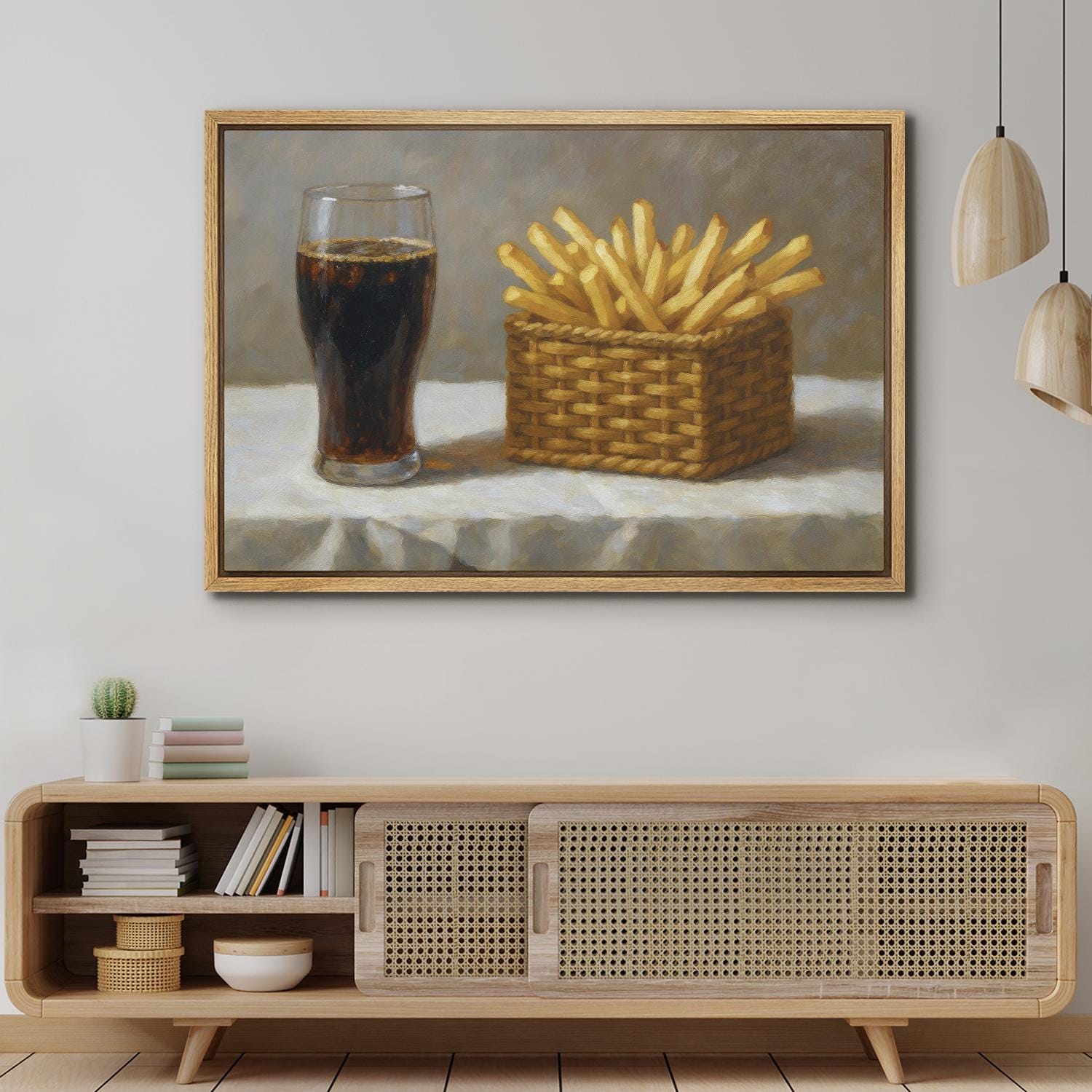 Framed French Fries & Cola Still Life Wall Art, Vintage Food Oil ...