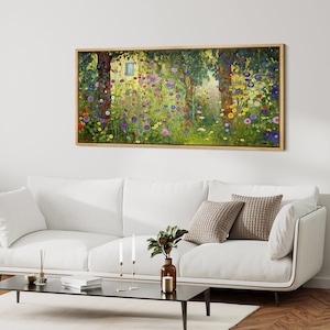 Framed Canvas Wall Art Abstract Wildflower Print Forest Landscape Large Wall Art Digital Print Panoramic Farmhouse Decor Living Room