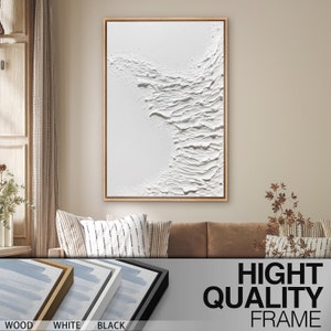 Framed Canvas Wall Art Set of 3 White Textured Effect Abstract Prints ...