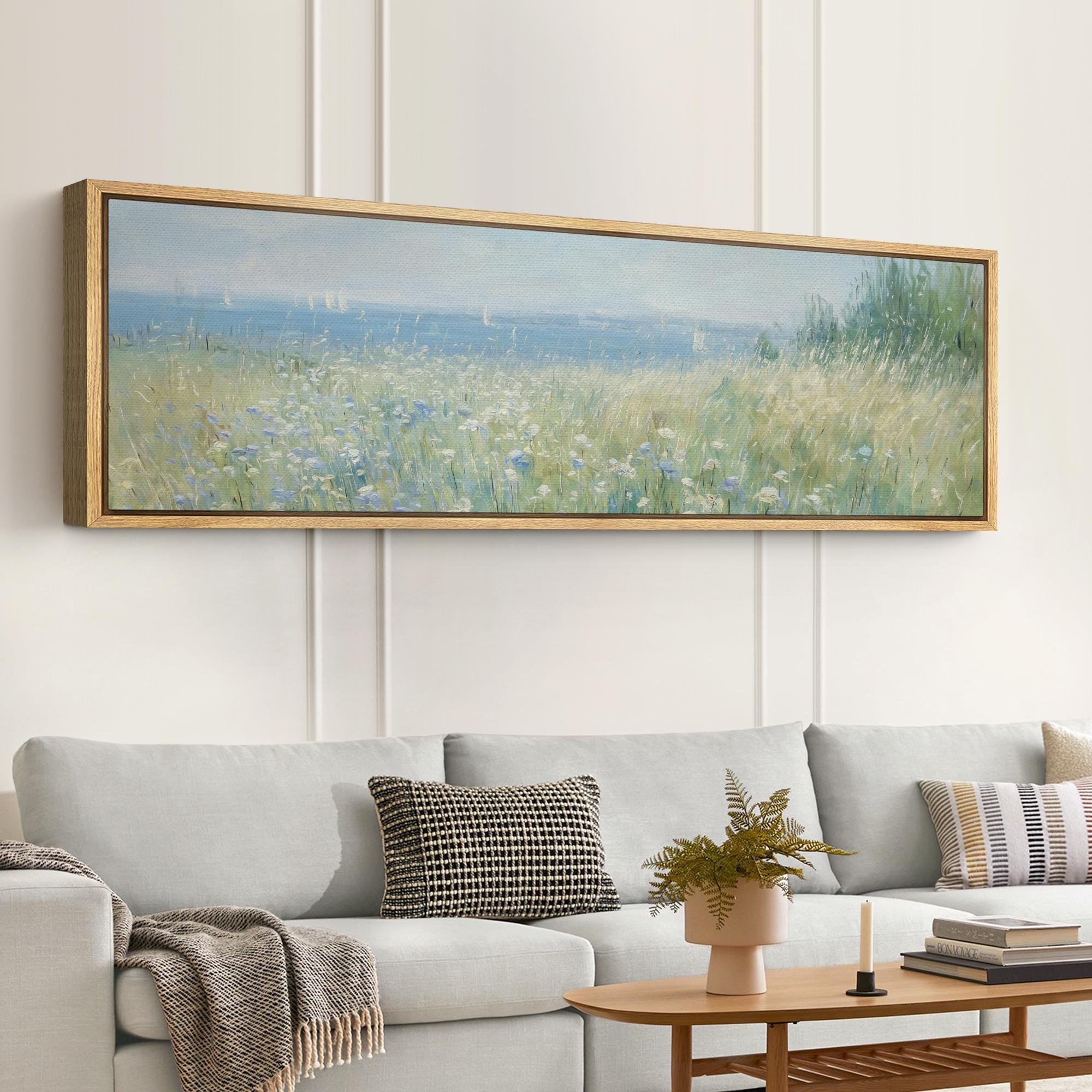 Coastal Wildflower Wall Art - Large Framed Seaside Meadow Canvas Print ...