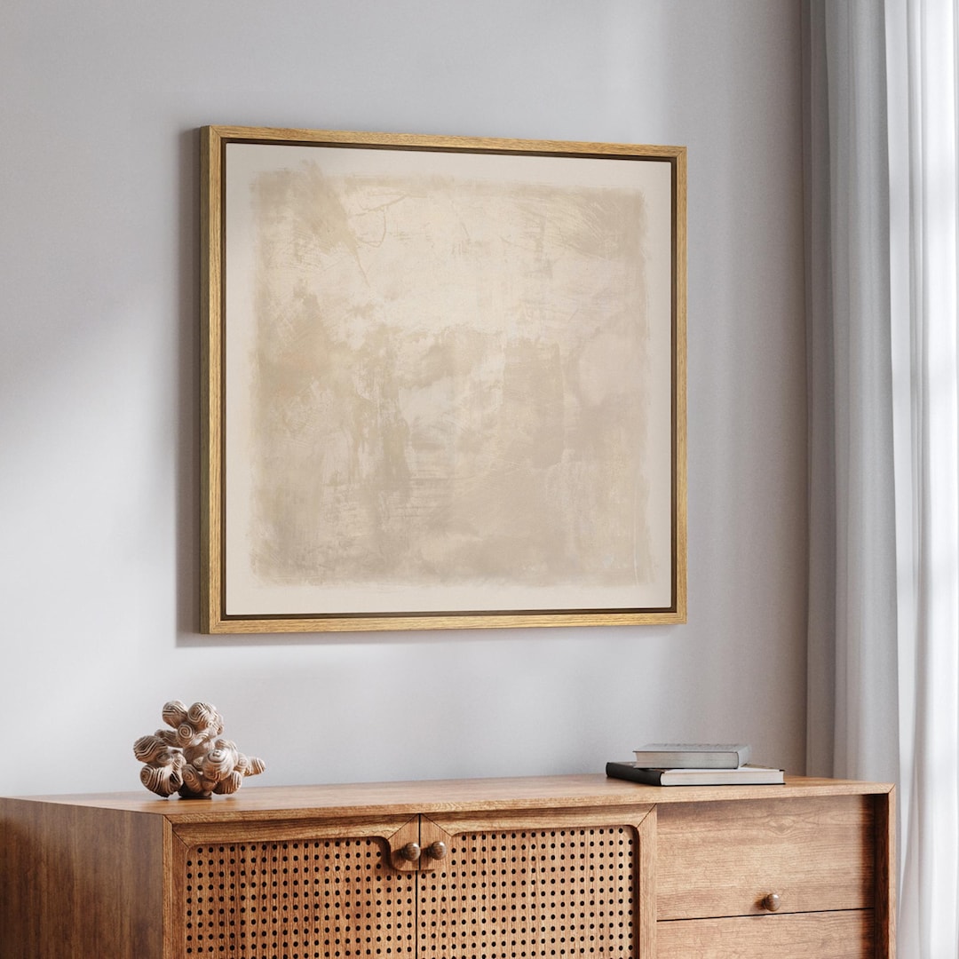 Minimalist Beige Abstract Wall Art - Framed Neutral Earth Tone Canvas ...