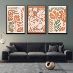 Framed Canvas Wall Art Set Colorful Abstract Floral Botanical Prints ...