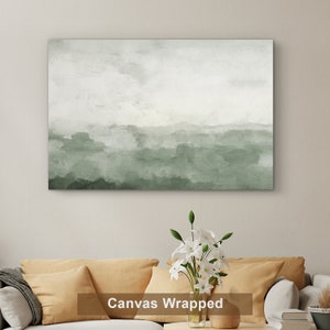 Framed Canvas Wall Art Abstract Sage Green Print Panoramic Wall Art ...