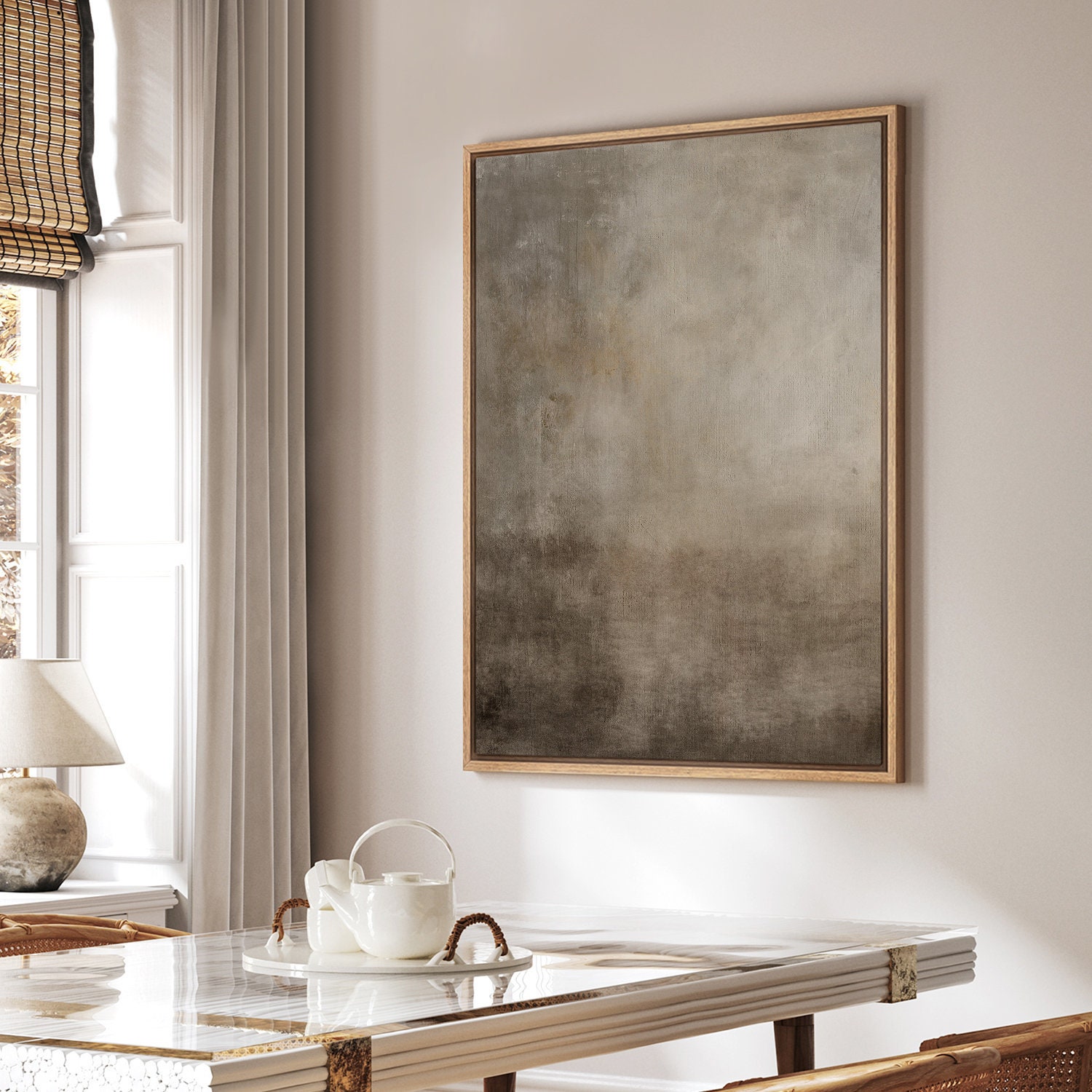Framed Canvas Wall Art Abstract Beige Brown Neutral Wall Art Print ...