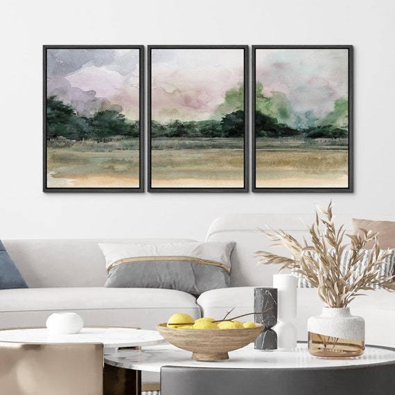 Pastel Watercolor 3 piece Set PixonSign-Framed-Canvas-Print-  main image 3