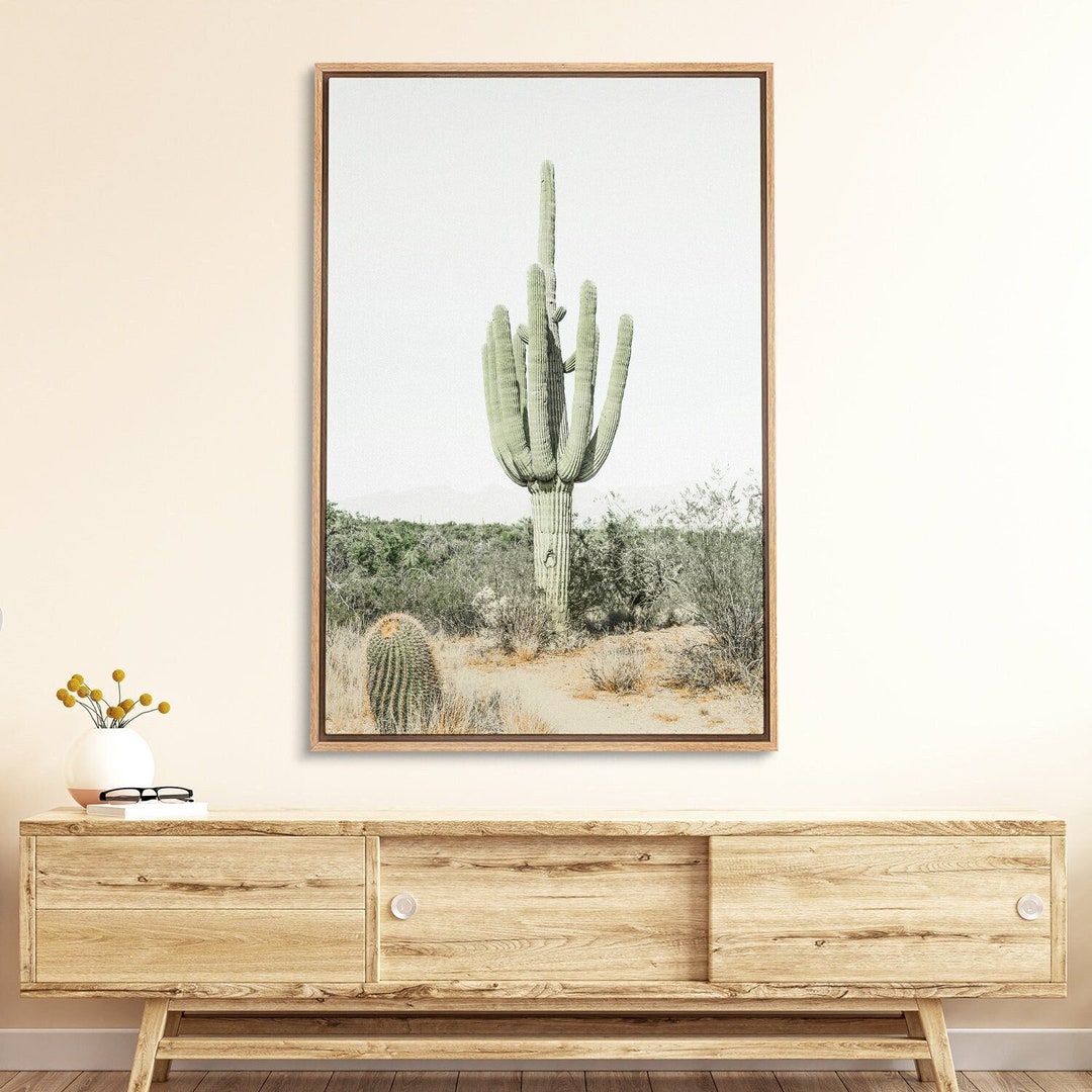 Framed Canvas Wall Art Cactus Southwest Desert Landscape Print Modern