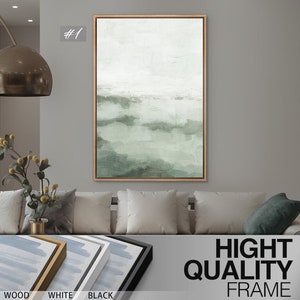 Framed Canvas Wall Art Prints Set of 3 Abstract Sage Green Wall Art ...