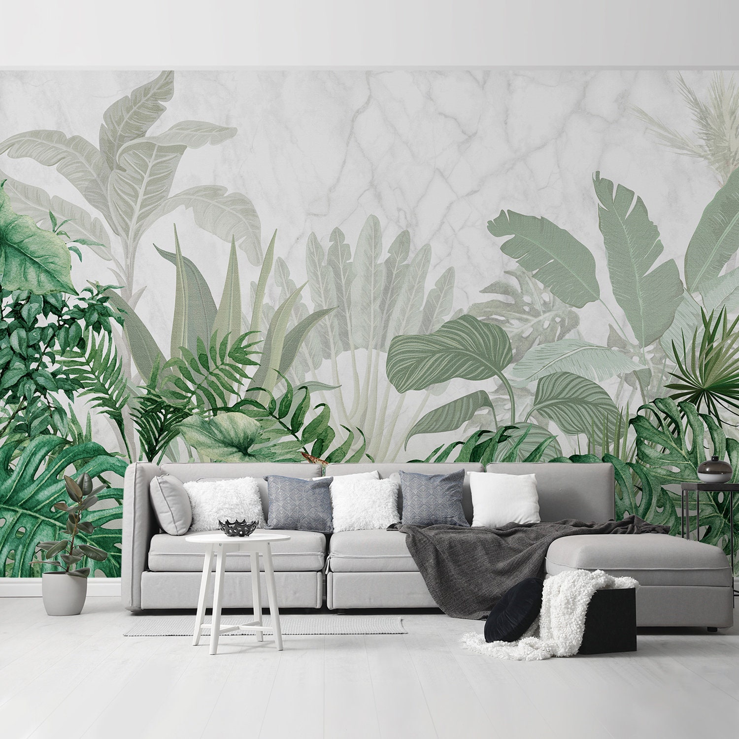 Guvana Green Wallpaper Peel and Stick Modern Sage Green and White Contact Paper Coastal Tropical Wallpaper Boho Stripe Removable Waterproof Wall Paper for Bathroom Laundry Room