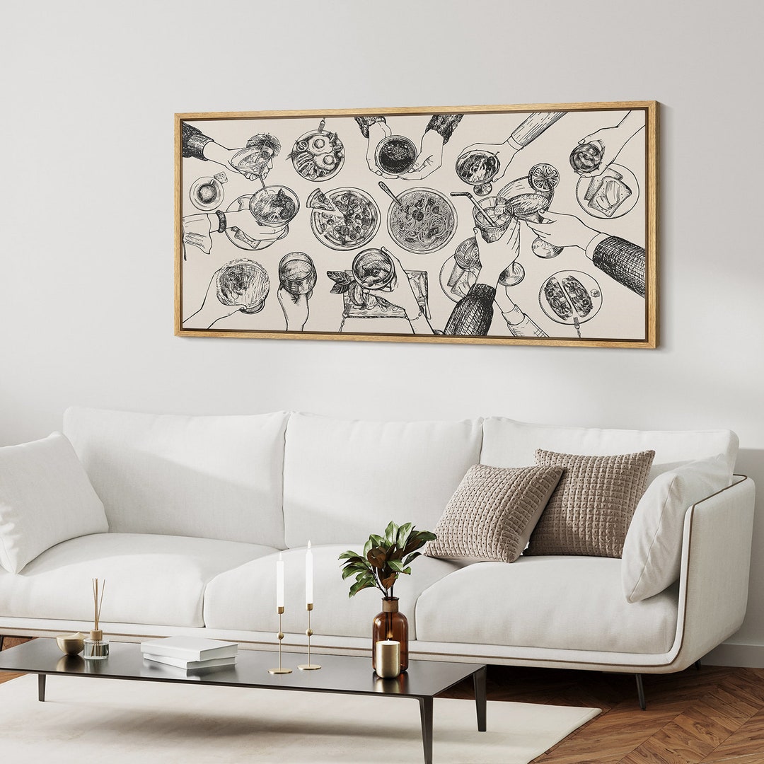 Framed Canvas Wall Art Cheers Print Cute Kitchen Wall Decor Minimalist