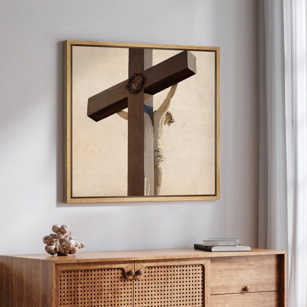Framed Canvas Wall Art Print Jesus Christ Carries Cross Artwork Illustrations Minimalist Modern Wall Art Living Room Decor