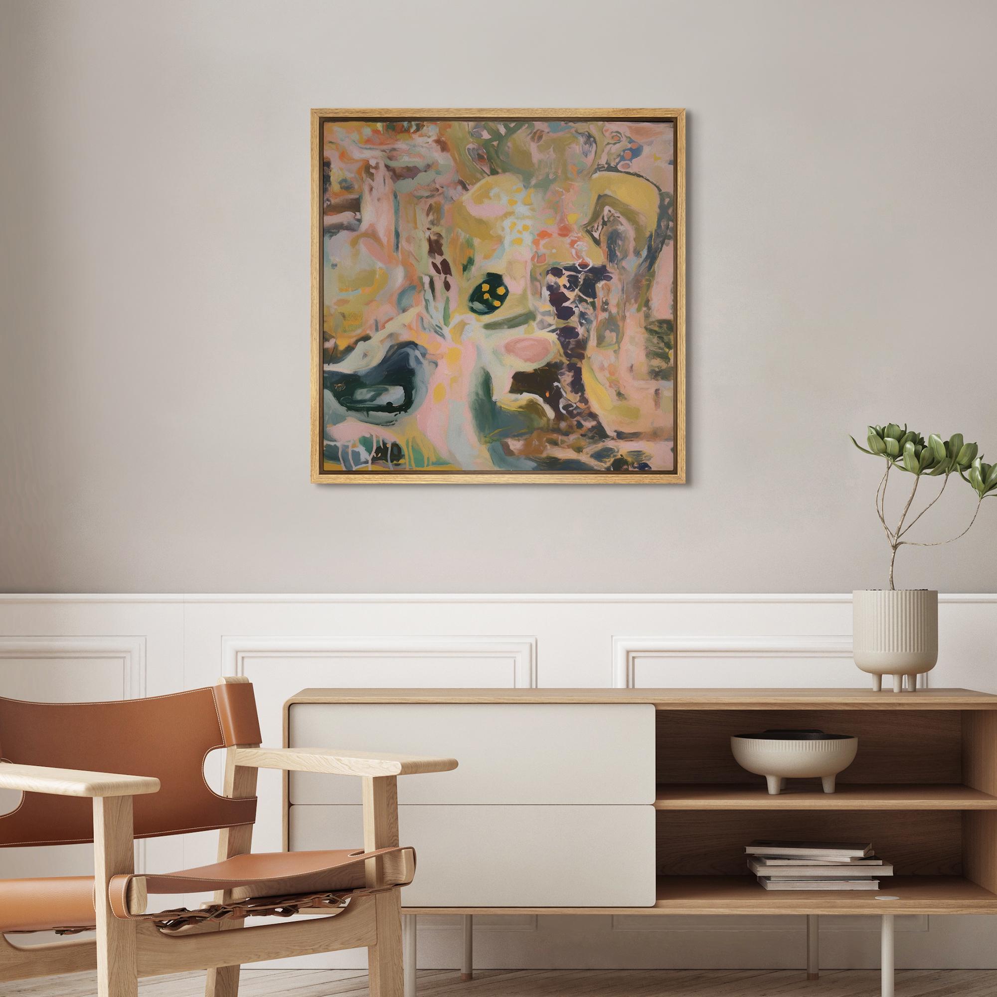 Pastel Abstract Expressionism Wall Art, Framed Modern Colorful Canvas ...