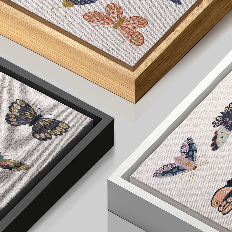 Framed Canvas Wall Art Floral Butterfly Print Mid Century Modern Art Boho Wall Decor image 7