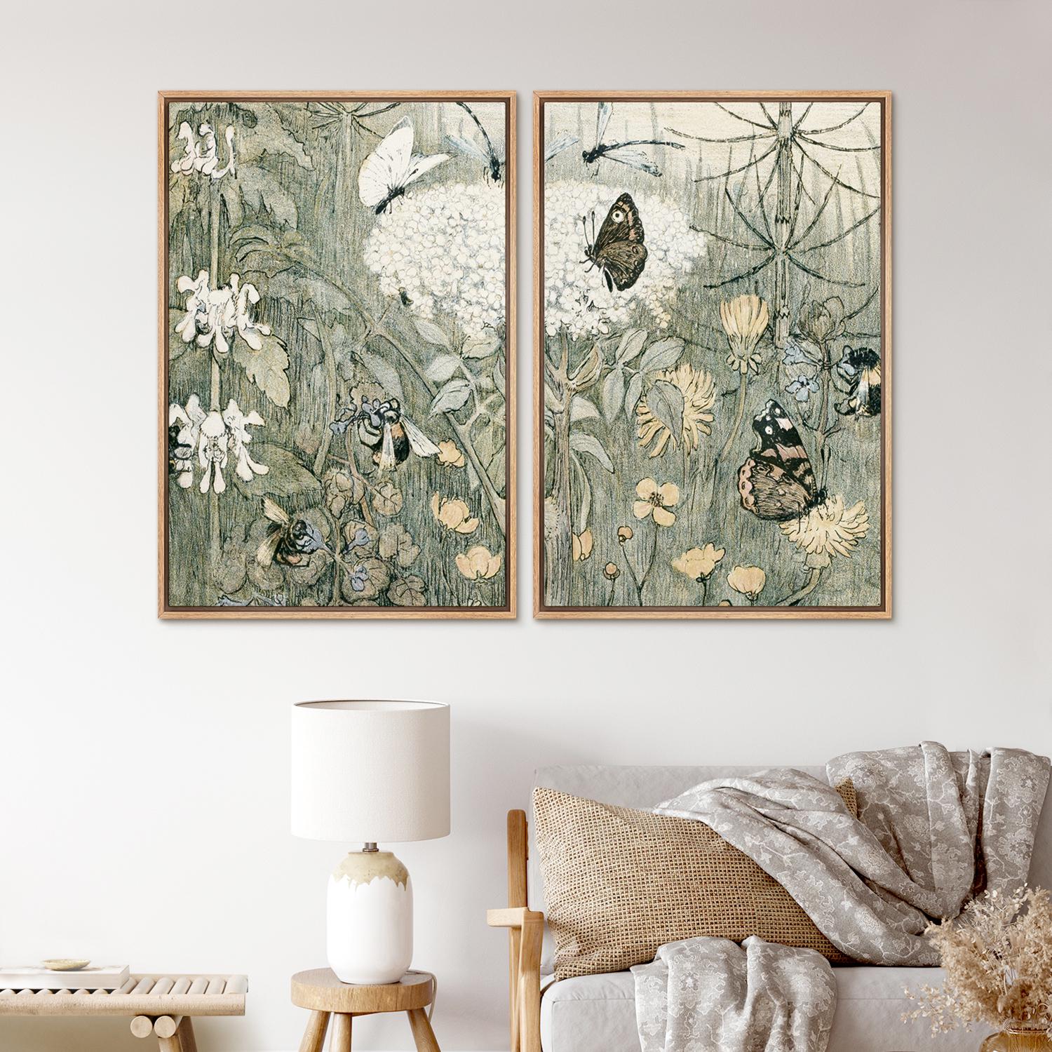 Vintage Botanical Wall Art Framed Canvas Prints Set of 2 Antique ...