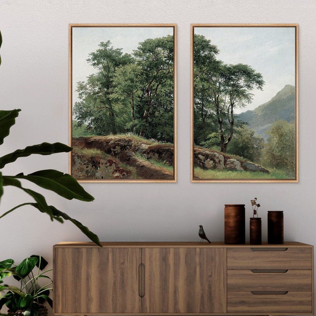 Vintage Framed Canvas Wall Art Print, Antique Tree Print, Vintage ...