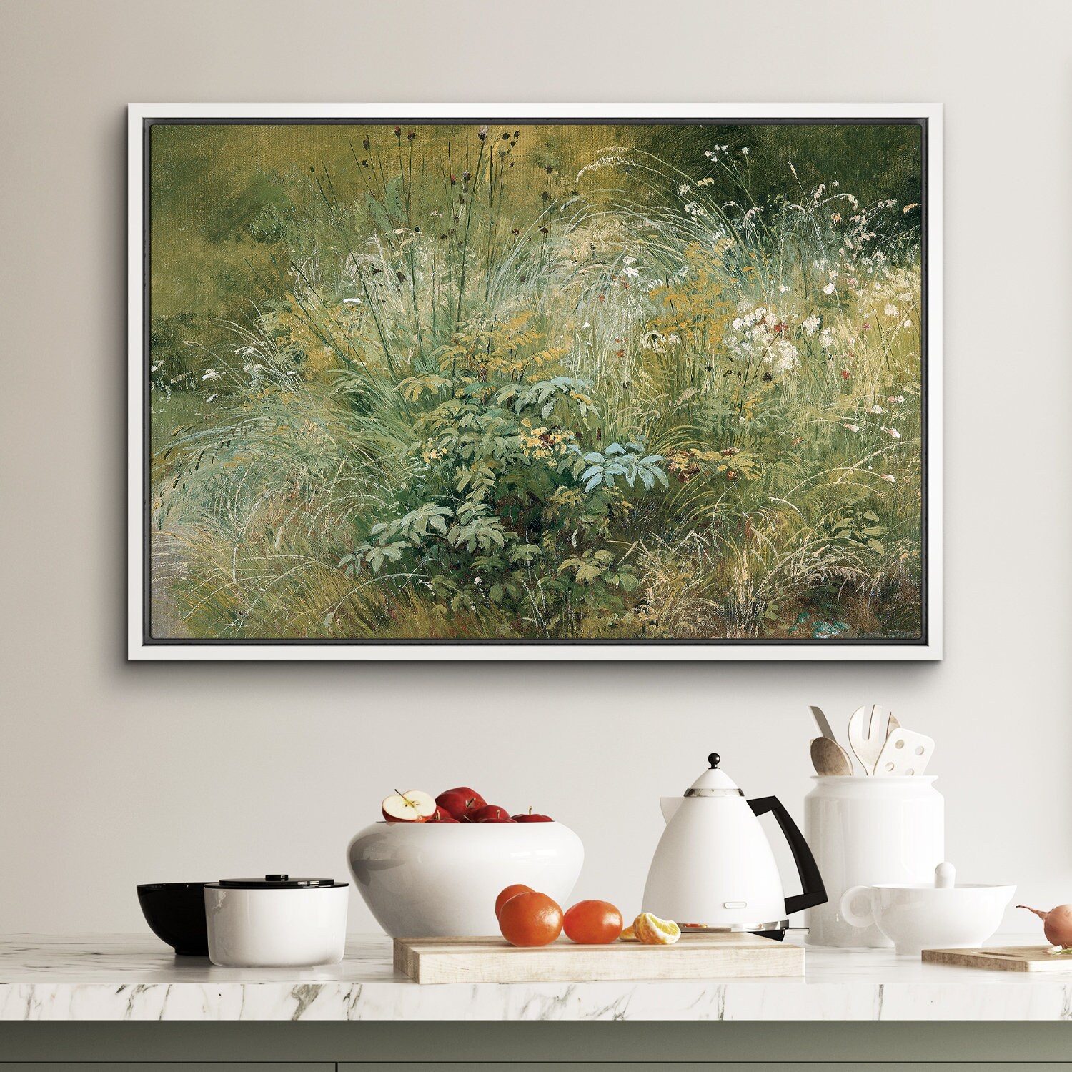 Framed Canvas Wall Art Set Wildflower Field Botanical Floral Print ...