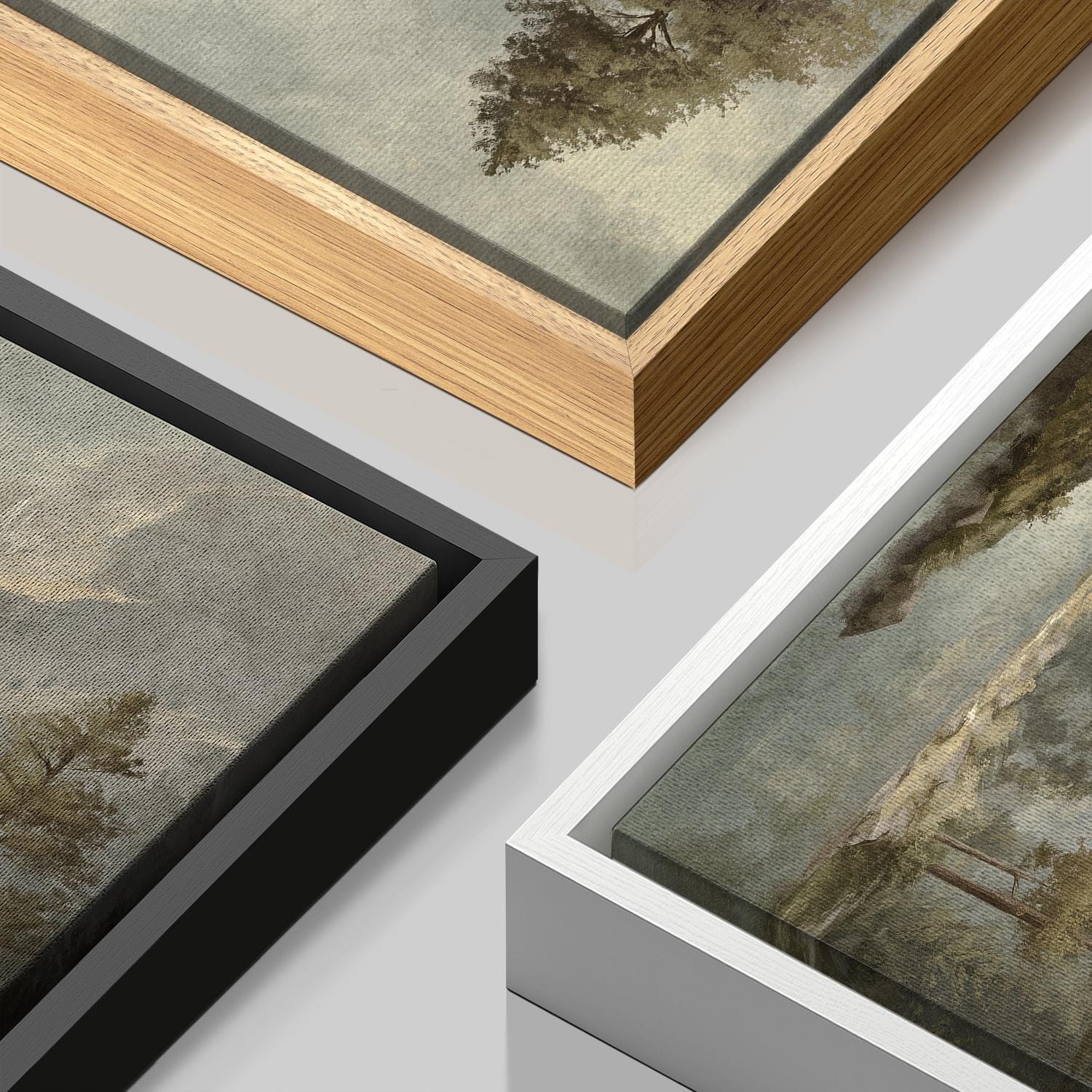 Mountain Lake Forest Wall Art - Framed Misty Landscape Canvas Print ...