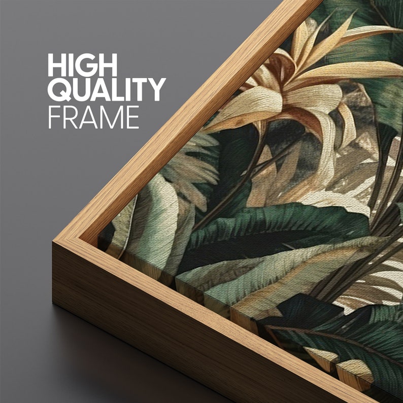 Jungle Wall Art Large Framed Canvas Tropical Botanical Print Vintage ...