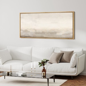 Framed Canvas Large Wall Art Print Abstract Beige Painting Printed Neutral Minimalist Modern Panoramic Wall Art Living Room Decor