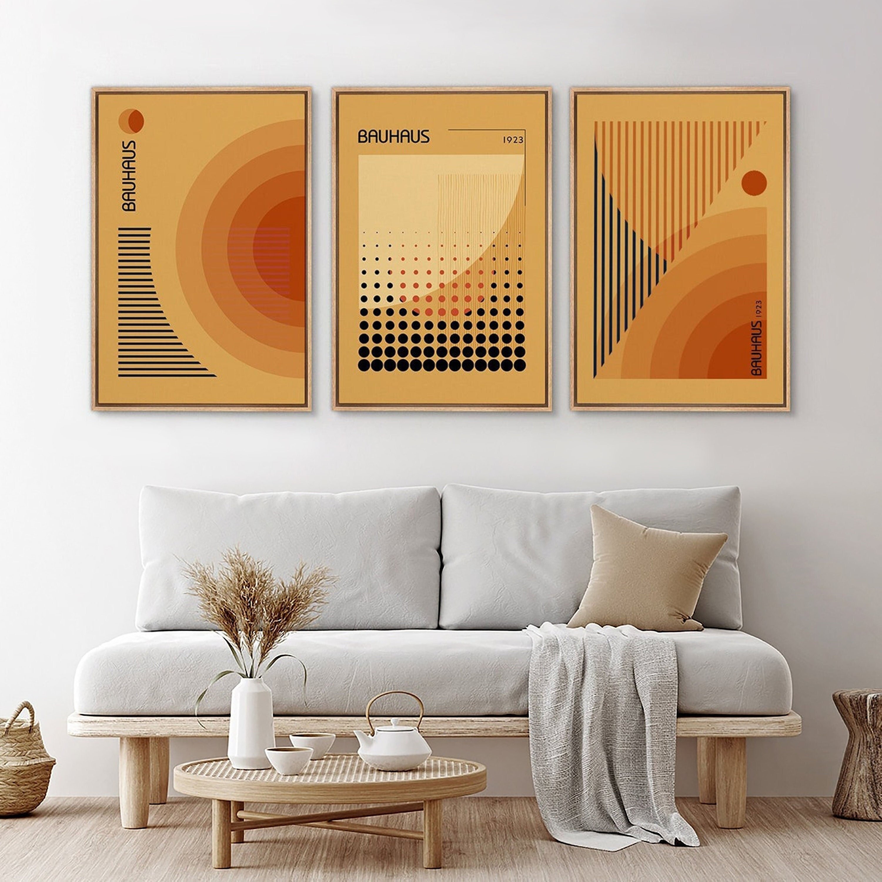 Framed Canvas Wall Art Set Bauhaus Art Prints Abstract Mid Century ...