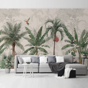 Pine Tree Forest Wallpaper Peel and Stick Wall Paper Botanical Landscape Wall Mural Fabric Removable Nursery Wall Decor