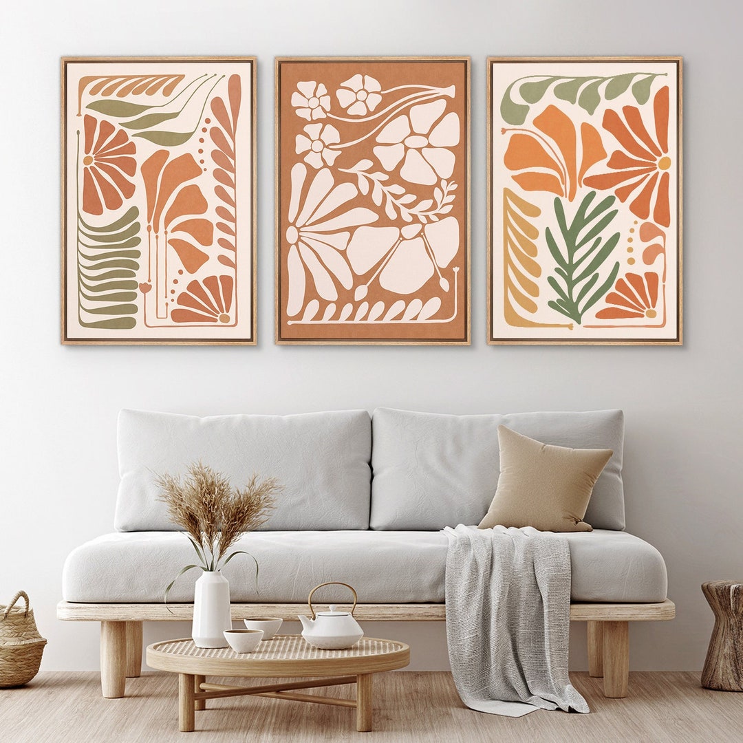 Framed Canvas Wall Art Set Colorful Abstract Floral Botanical Prints ...