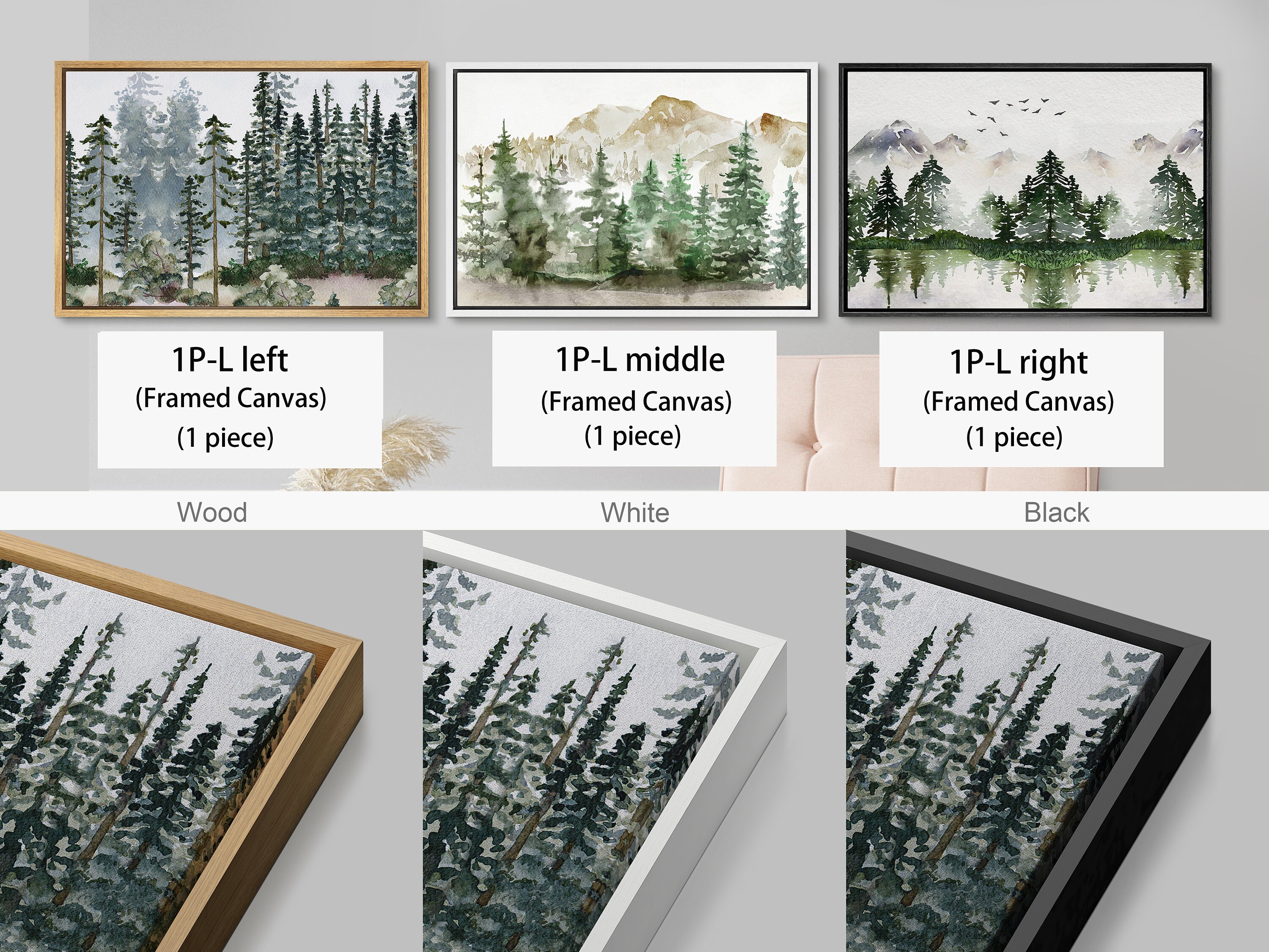 CHDITB Large Mountain Wall Art Set Of 3, 24x36 Martinique