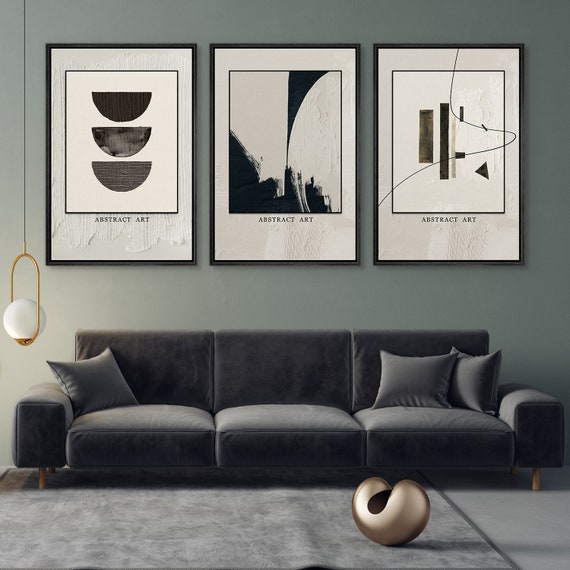 Framed Canvas Wall Art Set Geometirc Abstract Prints