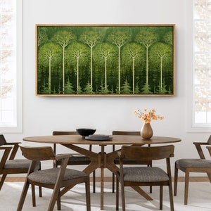 Framed Canvas Print Wall Art Green Forest Landscape Prints Minimalist Modern Wall Art Decor Large Panoramic Wall Art