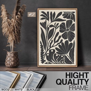 Lienzo enmarcado, conjunto de arte de pared, estampados botánicos florales abstractos, arte moderno minimalista, decoración de pared Boho imagen 8