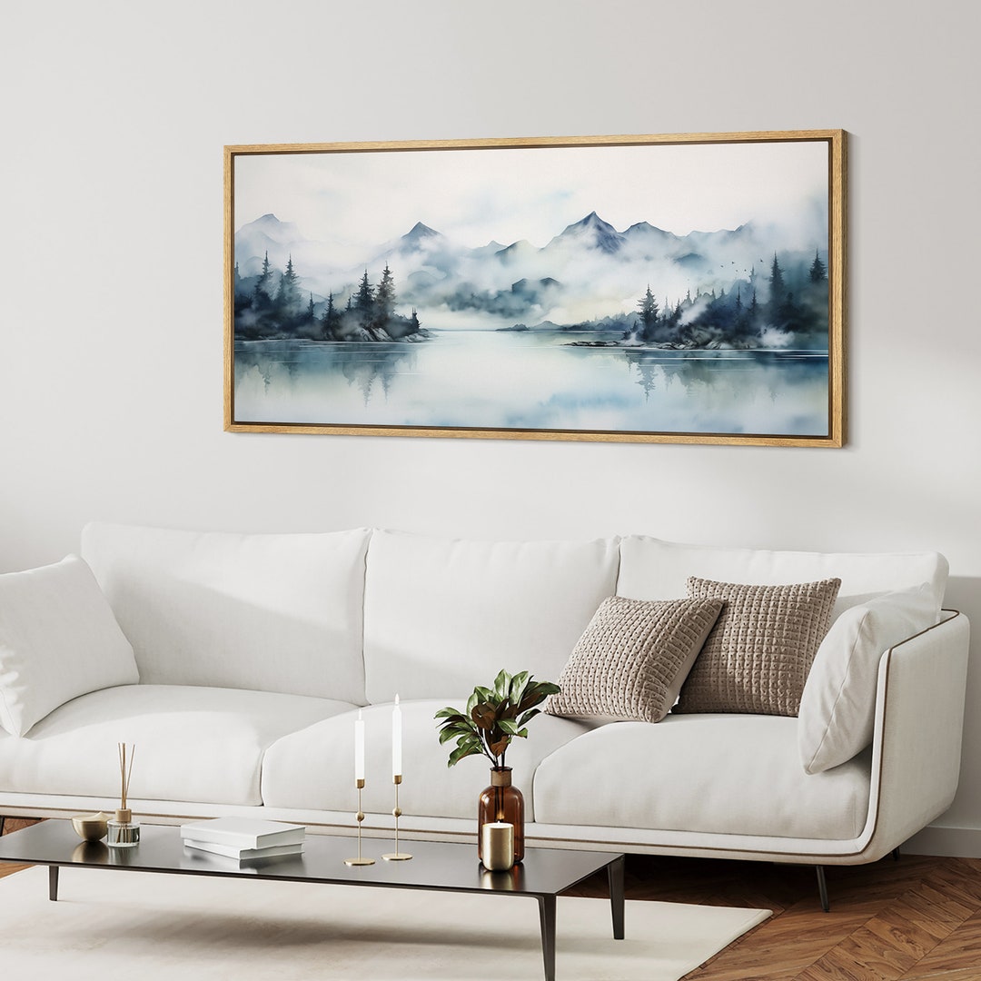 Framed Canvas Wall Art Misty Forest Landscape Print Nature Mountain ...