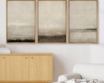 Framed Canvas Print Wall Art Prints Set of 3 Abstract Beige Brown Neutral Wall Art Minimalist Modern Wall Art Living Room Decor