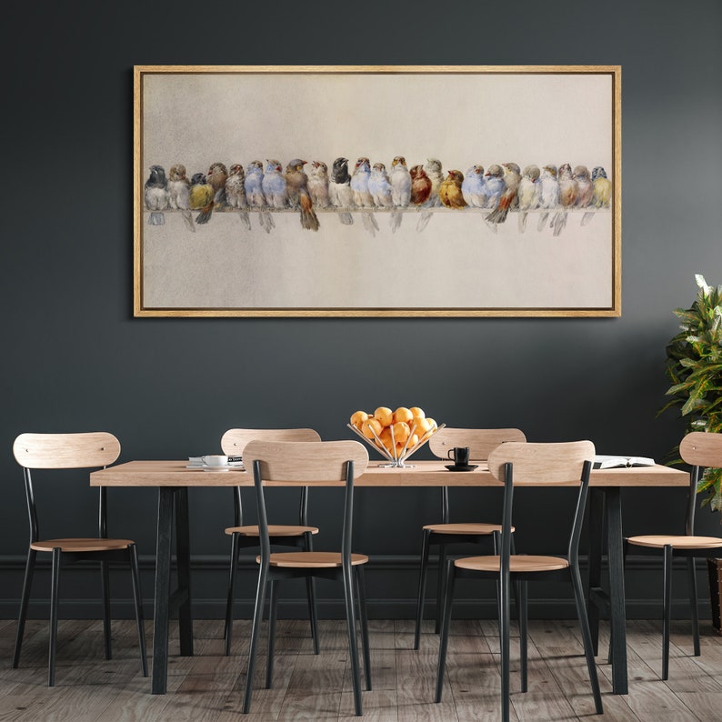 Large Wall Art, Bird on Branch Art Print, Horizontal Wall Art, Birds ...