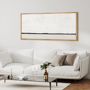 Framed Canvas Wall Art Abstract Dotted Line Printed Panoramic Large Wall Art Minimalist Modern Wall Art Living Room Decor