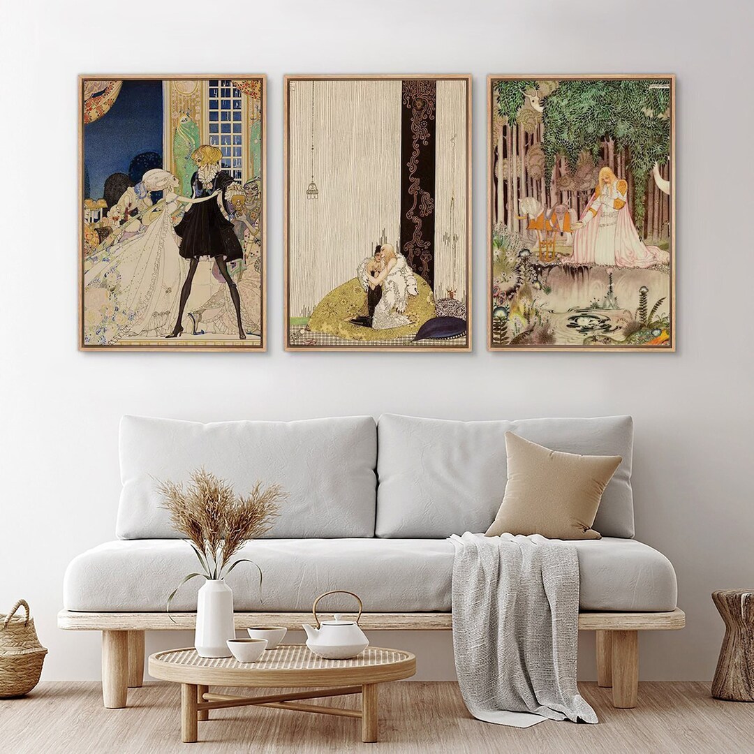 Framed Canvas Wall Art Set of 3 Fantasy Storybook Fairytales by ...
