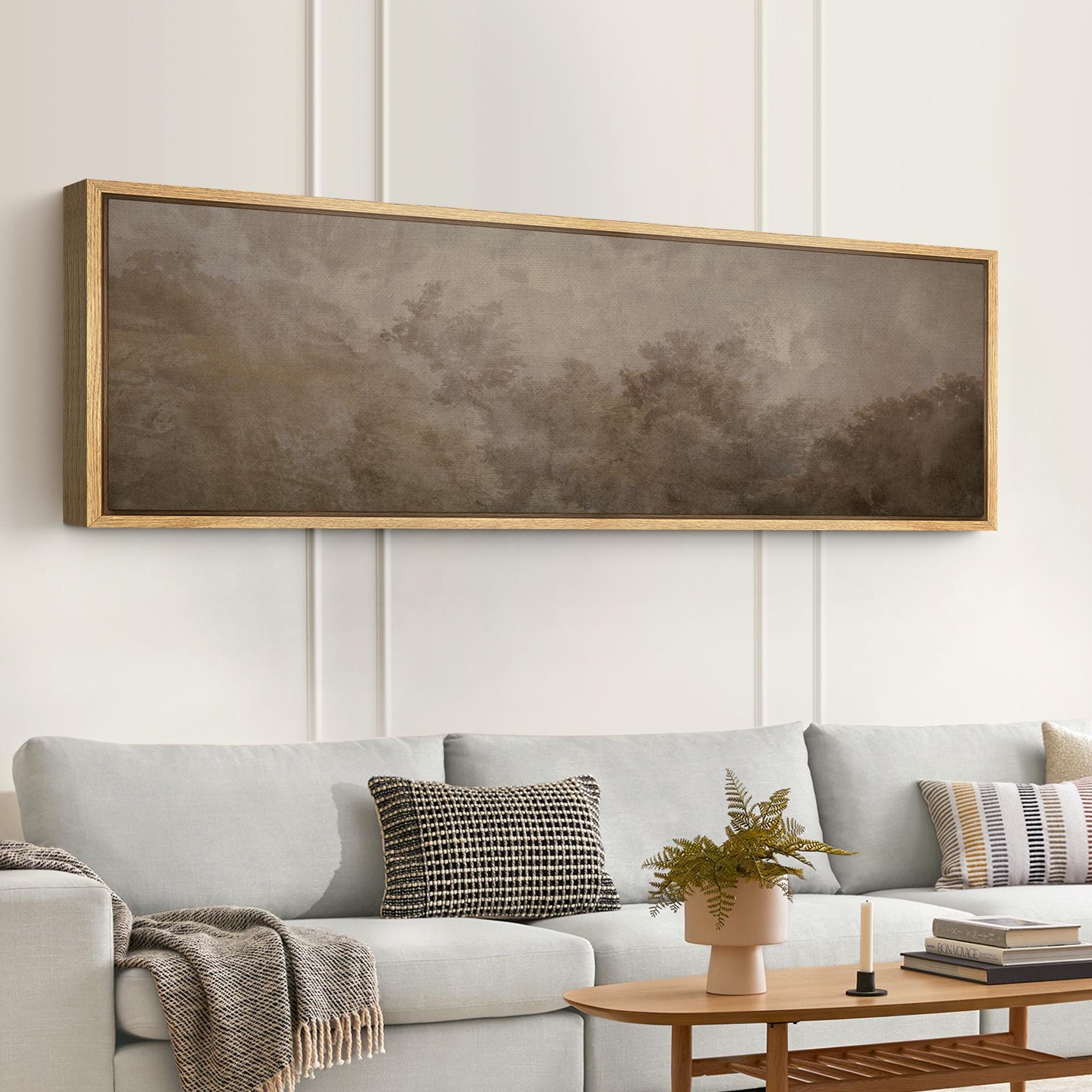 Large Framed Neutral Abstract Landscape Wall Art, Earth Tone Forest ...