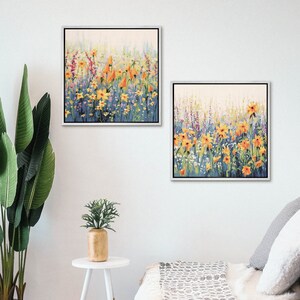 Framed Canvas Wall Art Set Pastel Wildflowers Floral Botanical Prints ...