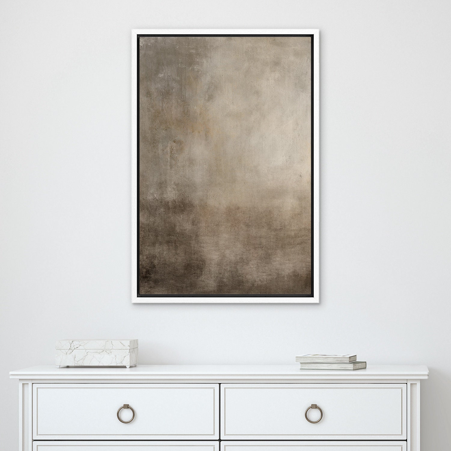 Framed Canvas Wall Art Abstract Beige Brown Neutral Wall Art Print ...