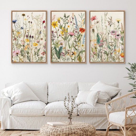 Watercolor Minimalist Wildflowers Art Print Colorful Flower Pictures Wall  Decor for Bathroom Wildflower Painting on Canvas Watercolor Floral Pictures