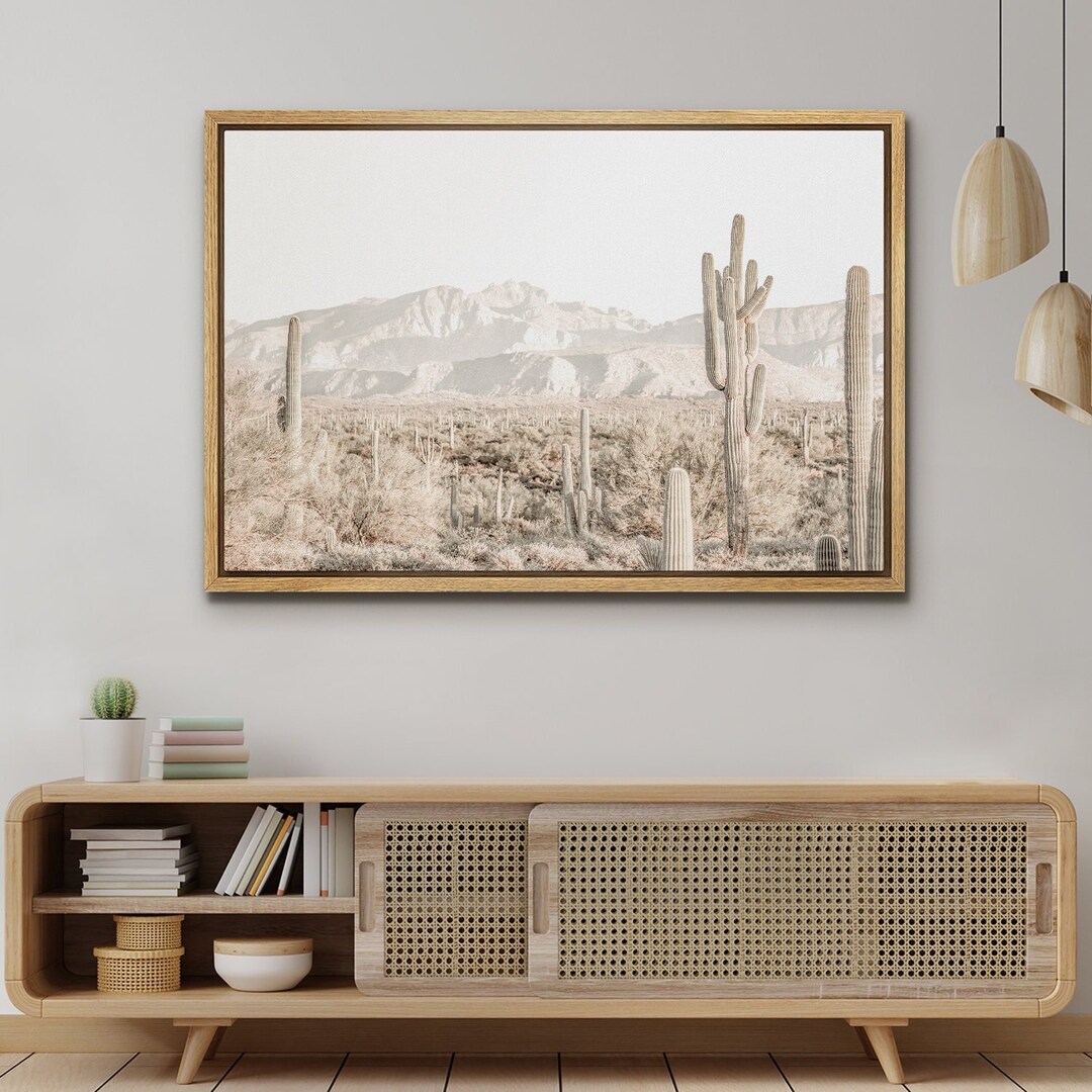 Framed Canvas Print Wall Art Cactus Southwest Desert Landscape Modern ...